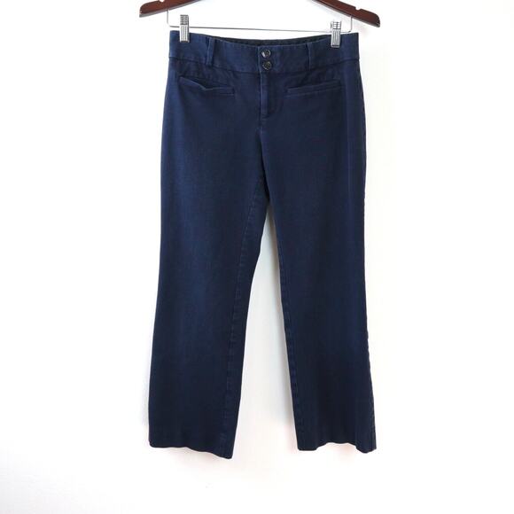 Anthropologie Size 2 The Essential Flare Chino Pants Navy Blue - Picture 1 of 8